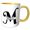 Yellow/White, variant on 3drose, Bold Script Monogram M - Matthews, 11oz Two-tone Black Mug
