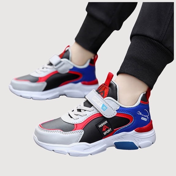 Gyujnb Low Top Casual Sneakers Hook and Loop Strap Closed Toe Shoes (Little Boys, Big Boys),9.5-10 Years