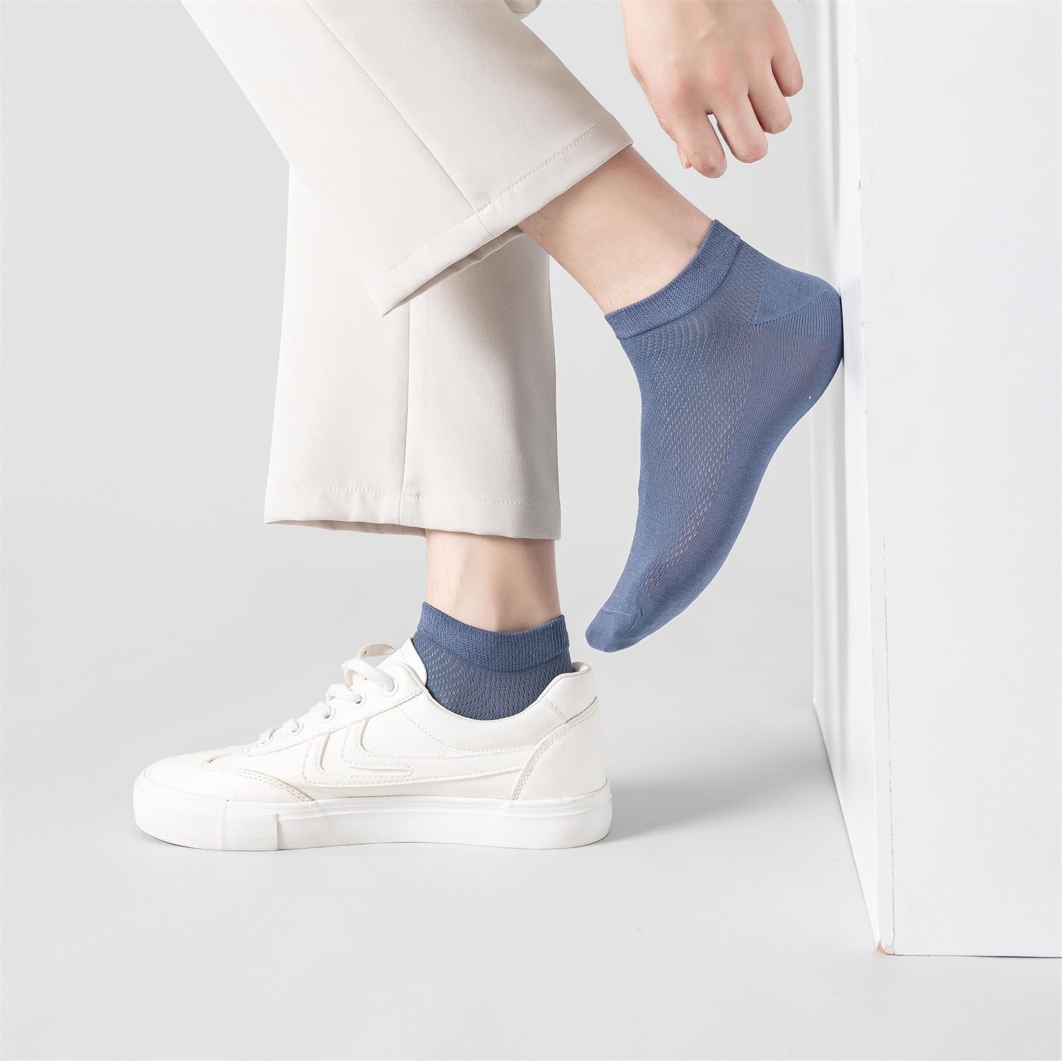 Sookeceks 6 Pairs Thin Ankle Socks for Men Mesh Breathable Cotton Socks Anti Slip Low Cut Soft Casual Socks Size 7-11