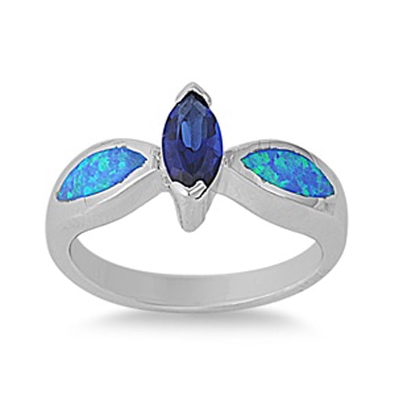 Blue Simulated Sapphire Ring .925 Sterling Silver Band Cubic Zirconia Jewelry Female Male Size 7