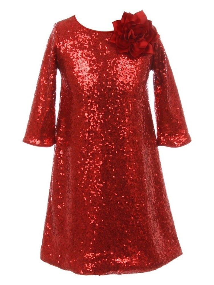 girls red sequin dress