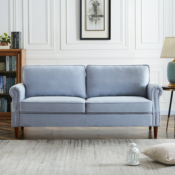 Aukfa Modern Sofa Bed Couches And Sofas For Living Room Loveseat Couch With Nail Arm 2 Seat Sleeper Furniture 500lbs Weight Capacity Easy To Assemble Gray Com Aukfa Modern Sofa Bed Couches And Sofas, Easy To Assemble Sofa Bed