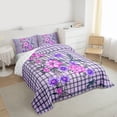 thumbnail image 3 of Homewish Kawaii Rustic Flower Queen Comforter Set,Country Farmhouse Lodge Bedding Sets,Purple Pink Bedding Comforter Set For Girl,Microfiber Bedroom Decor Reversible,3pcs, 3 of 8