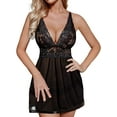 thumbnail image 3 of Avidlove Women Lingerie Lace Nightdress Strap Chemise Halter V neck Sleepwear（XXL,Black）, 3 of 5