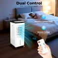 thumbnail image 4 of Fixartoo 70W Evaporative Movable Cooler Fan, Portable  Air Cooler w/ 10L Water Tank,3 Wind Speeds, 8h Timer Remote Control for Indoor Home Office Bedroom, 4 of 11