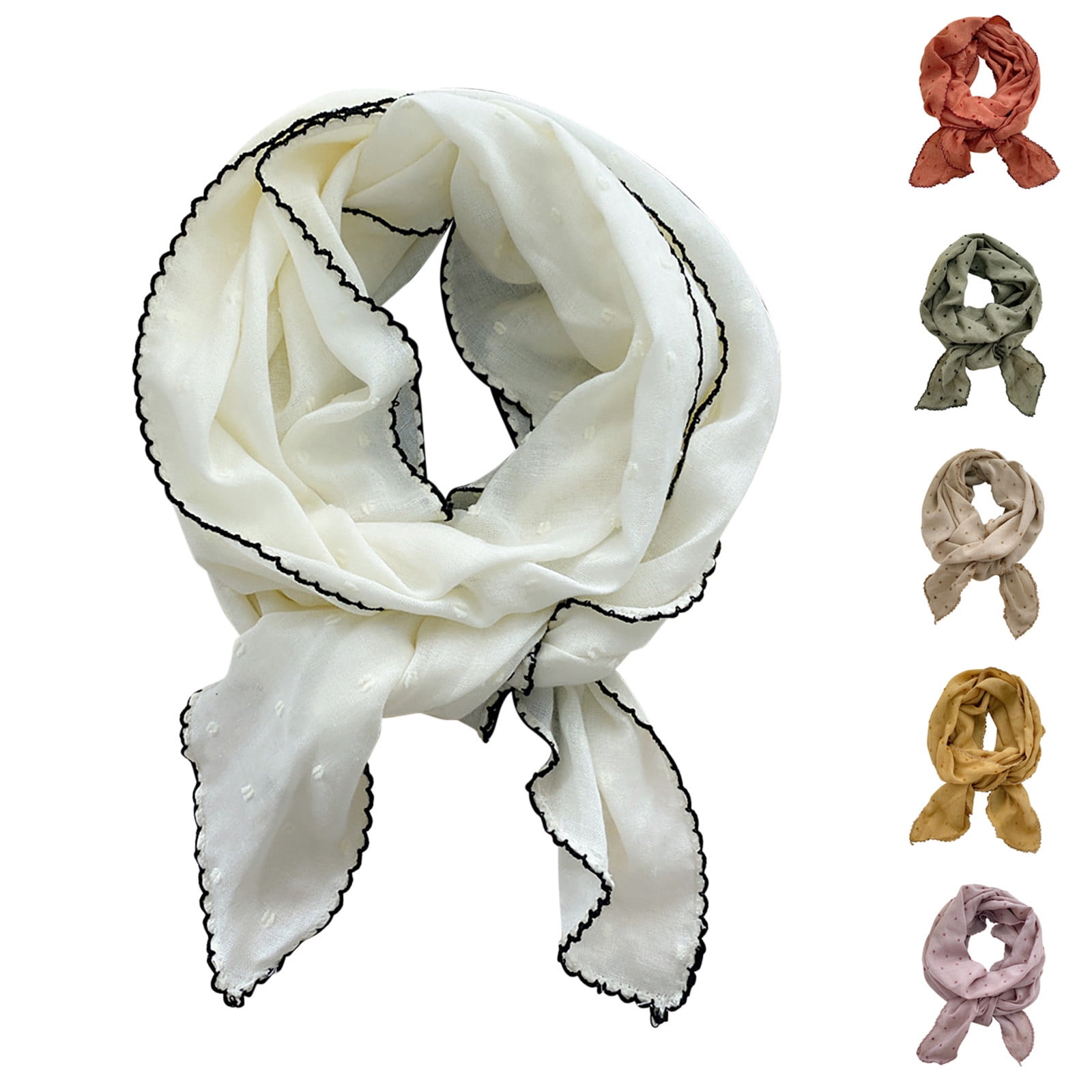 ZQUUVOU Women's Cotton Linen Lace Scarf Silk Scarf Versatile