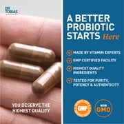 Dr. Tobias Dr. Tobias Probiotics 30 Billion, 10 Strains, 30 Billion CFUs, Targeted Release Probiotics for Digestive Health, Shelf-Stable Probiotics for Women & Men, Non-GMO, 30 Capsules, 30 Servings