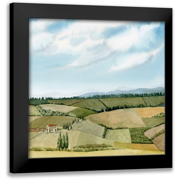 Popp, Grace 12x12 Black Modern Framed Museum Art Print Titled - Tuscan Farmland I