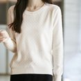 thumbnail image 5 of Sweaters For Women Solid Color Casual Loose Base Knitted Beige Crew Neck Winter Sweaters Blouse S-2XL, 5 of 5