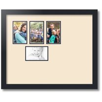ArtToFrames Collage Photo Picture Frame with 4 - 3x5" Openings, Framed in Black with Alabaster and Black Mats (CDM-3926-1675)