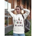 thumbnail image 2 of Be Hippie. Sweatshirt Women - Women Sweatshirt, White, Medium, 2 of 4