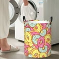 thumbnail image 5 of Fuzoiu Pink Donut and Blue Print Circular Hamper,Laundry Basket with Handle,Collapsible Laundry,Dirty Clothes Storage Basket,for Bedroom Bathroom Dorm Living Room-Medium, 5 of 6