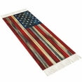 thumbnail image 2 of Retro American Flag Entryway Runner Rug 2x4ft,Blue Red USA Flag Vintage Wood Washable Woven Living Room Hallway Bedroom Kitchen Carpet with Tassels,Indoor Outdoor Throw Door Mat for Entryway, 2 of 5