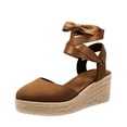 thumbnail image 6 of Rokment Espadrilles Platform Dressy Shoes for Women Bride Wedding Summer Fall Elegant Casual Leather Pointed Closed Toe Wedge Heeled Satin Strappy Sandals Brown Size 9, 6 of 6