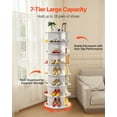 thumbnail image 4 of KFFKFF 7 Tiers Rotating Shoe Rack Tower, 360° Spinning Shoe Rack, Revolving Storage Round Carousel Display, Freestanding Lazy Susan Organizer Display, White, 4 of 9