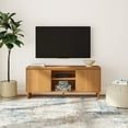thumbnail image 2 of Modern TV Stand, 2 Door w/ Middle Shelf  (1499 x 406 x 635mm / 59 x 16 x 25in), Pecan, 2 of 10