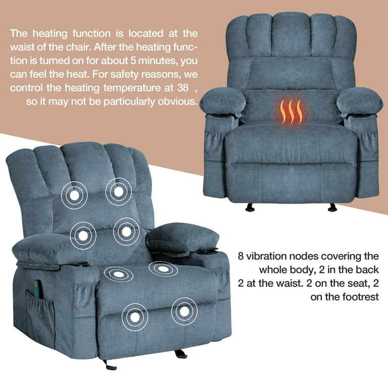 SYNGAR Manual Recliner Chair with Heat and Vibration Massage