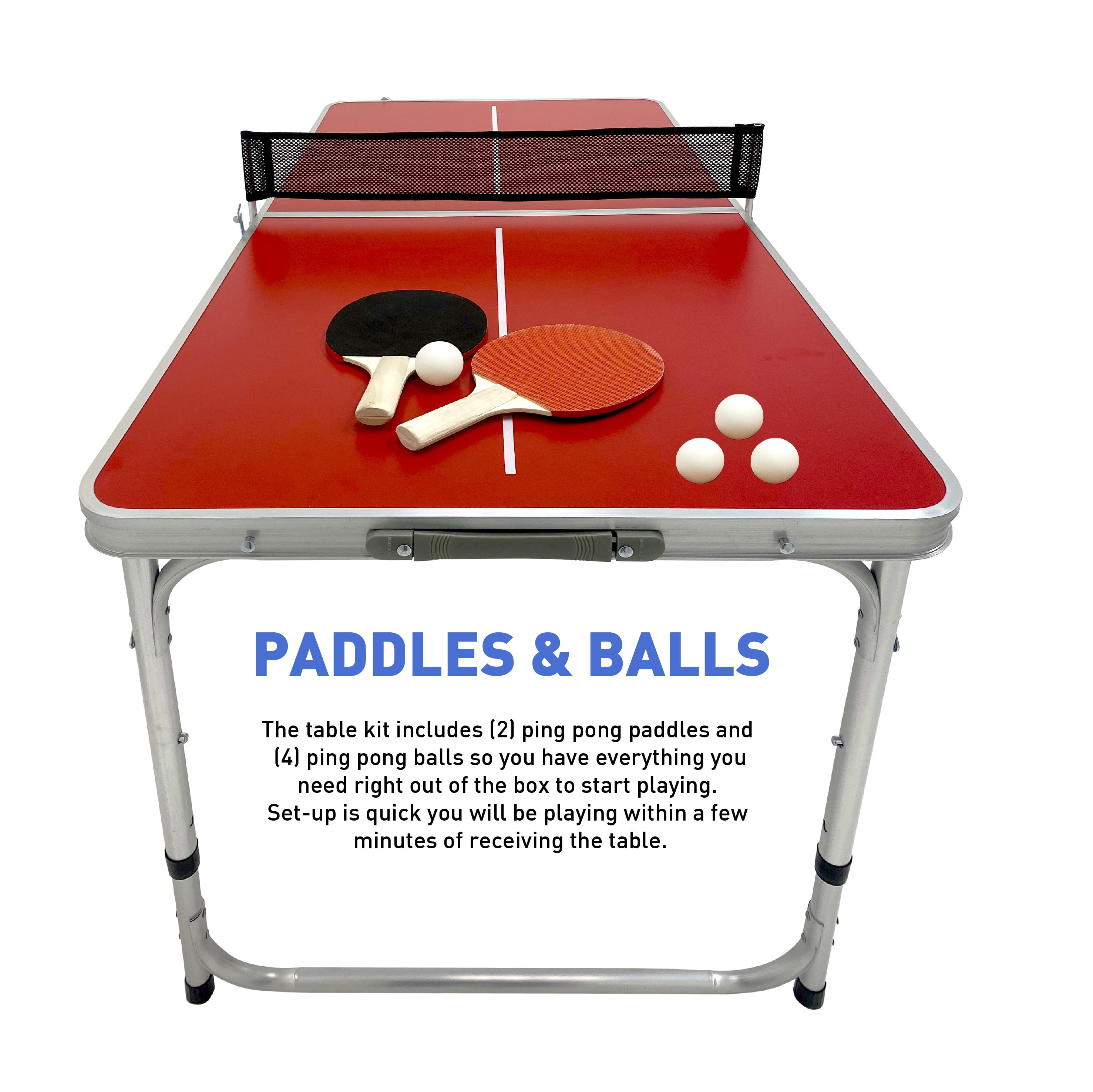 Portable & Lightweight Ping Pong Balls Table Tennis Game Set By Trademark  Innovations (Red) 