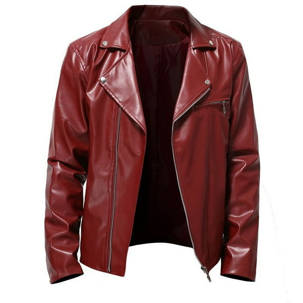 Ropa de cuero para hombre de otoño e invierno, chaqueta de cuero sintético con solapa y cable para motocicleta, estilo europeo y americano