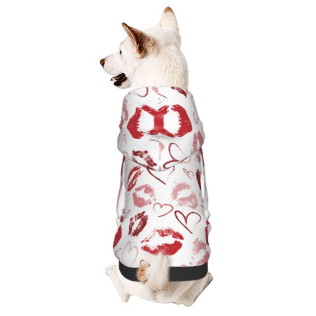 Balery Red Lips Sudadera con Capucha para Perros Pequeños – Ropa para Mascotas, Disfraz para Perros y Gatos, Ideal para Fiestas y Cosplay-Large