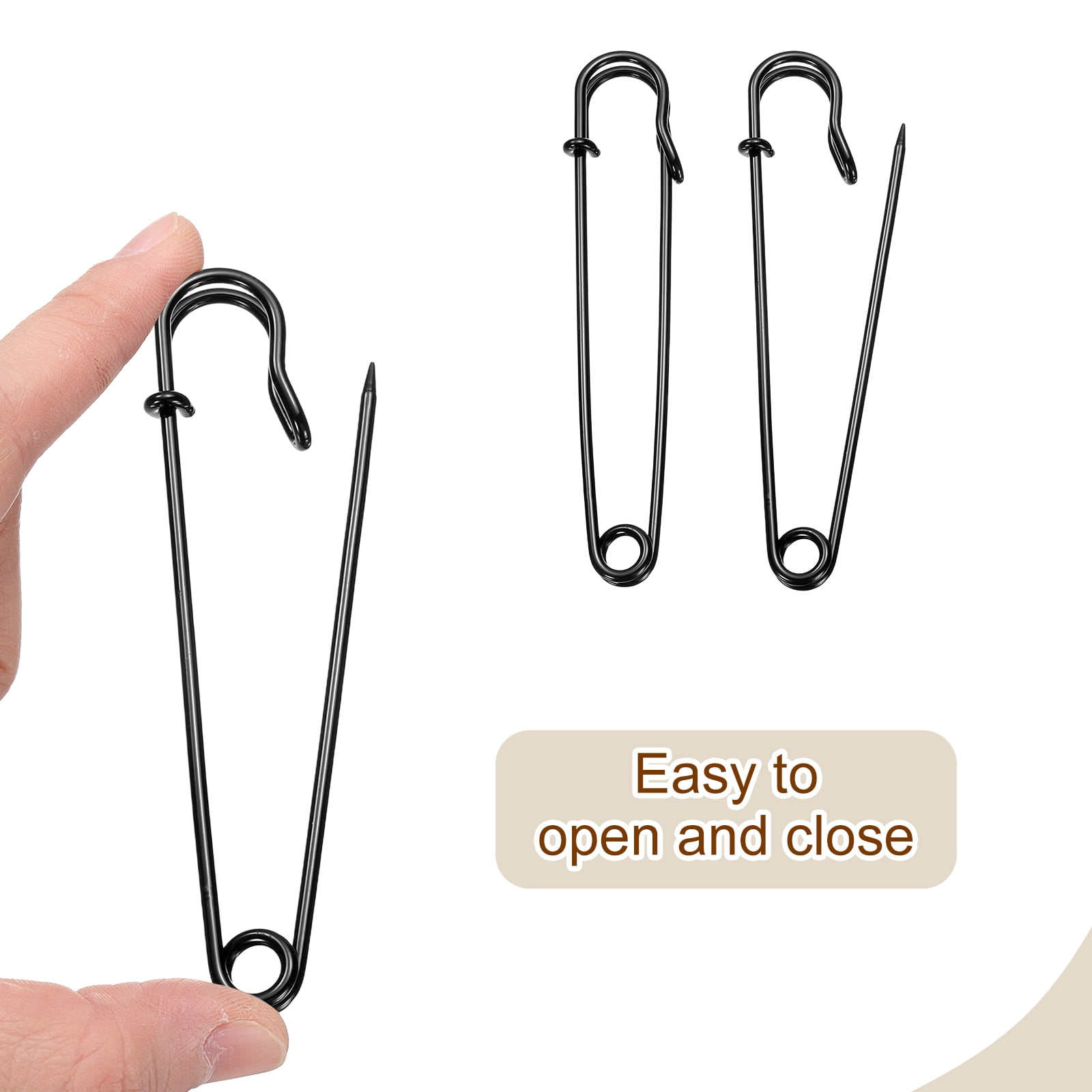 Uxcell 30pcs Safety Pins 100mm Baked Paint Large Safety Pin for Clothes, Black