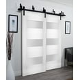 thumbnail image 3 of Sliding Closet Opaque Glass Barn Bypass Doors 48 x 80 inches / Sete 6003 White Silk / Modern 6.6ft Rails Hardware Set / Wood Solid Bedroom Wardrobe Doors, 3 of 4