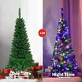 thumbnail image 4 of Topbuy 7.5ft Pencil Christmas Tree Pre-Lit Hinged Artificial Decoration w/ 350 Colorful Lights, 4 of 9
