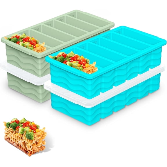 Daletu Silicone Freezer Molds with Lid, Silicone Freezer Trays for Soup, Sauce & Broth – Meal Prep Containers, Large Ice Cube Tray, Oven & Dishwasher Safe 4pack