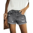 thumbnail image 5 of luvamia Women's Mid Waist Cut Off Jeans Summer Ripped Denim Jean Shorts Foxy Gray Size M, 5 of 5