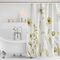 thumbnail image 3 of Yellow Spring Floral Shower Curtain, Waterproof Shower Curtains for Bathroom, Summer Flowers Botanical Elegant Washable Fabric Bathtub Curtain Set Bath Decor with 12 Hooks 48"x72", 3 of 8