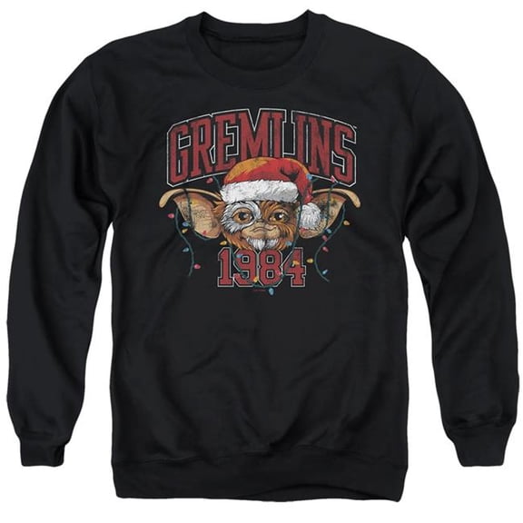 Trevco Sportswear WBM10087-AS-3 Gremlins Varsity Christmas Adult Crewneck Sweatshirt, Black - Large