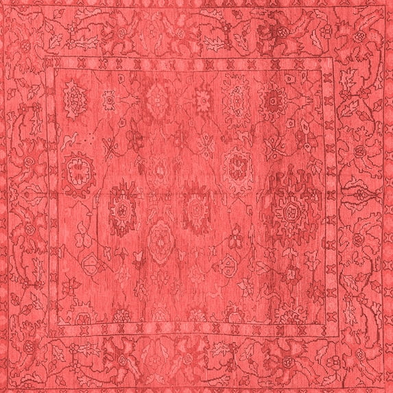 Ahgly Company Machine Washable Indoor Square Abstract Red Modern Area Rugs, 4' Square