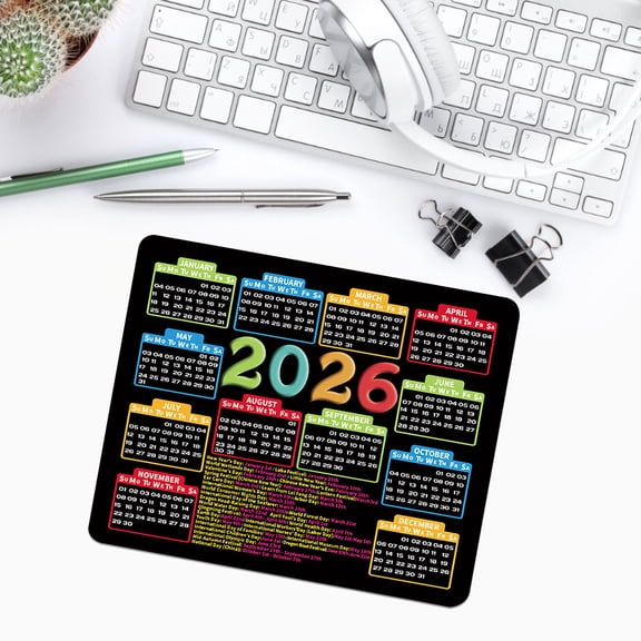 Upgraded 2026 Calendar Mouse Pad Compact Desk Mat For Office Use Calendar Mouse Pad Q