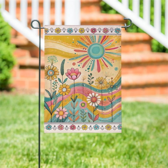 Sunny Field Burlap Garden Flag