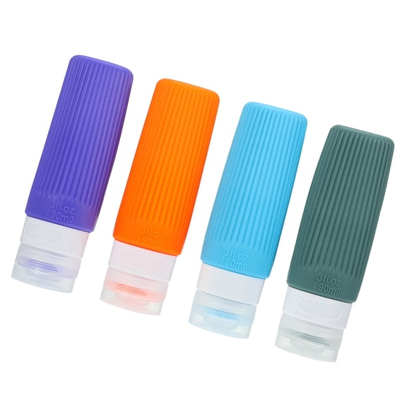 Unique Bargains 4pcs Silicone Travel Bottles for Toiletries 3 oz Travel Bottle Leak Proof Shampoo Travel Container Green