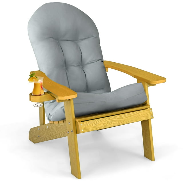 Costway Chaise Adirondack Hanches Chaise Adirondack avec Porte-Gobelet et Coussin Jaune