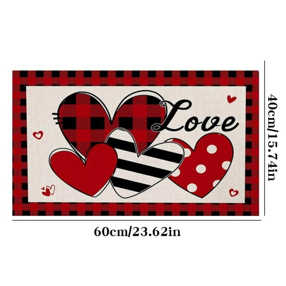 HBYJLZYG Indoor Outdoor Welcome Mat for Valentines Day, 16x24 Inch Non-Slip Decorative Door Mat, Water-Resistant Porch Entryway Rug, Washable Holiday Home Decor Gift for Wife Husband Family