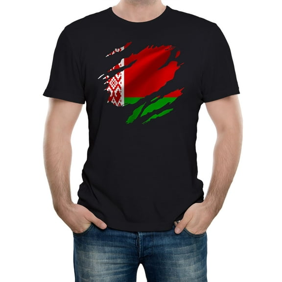 Torn Belarus Flag Men's Graphic T-Shirt | Patriotic Design Tee
