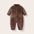 thumbnail image 5 of Mgmyaa Baby Winter Romper Warm Jumpsuit with Snap Closure Stand Collar Long Sleeve Infant Outfit for Boys Girls 3-24 Months, 5 of 7
