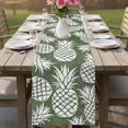 thumbnail image 5 of Table Runner 72 Inches Long, Dark Green White Pineapple Decorative Table Runner for Party Wedding Home Decor, Tropical Summer Botanical Fruits Dresser Scarves for Kitchen Tables Decor 14x72 Inch, 5 of 9