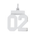 thumbnail image 1 of 925 Sterling Silver Small Number 02 Necklace Pendant Charm Charms, 1 of 6