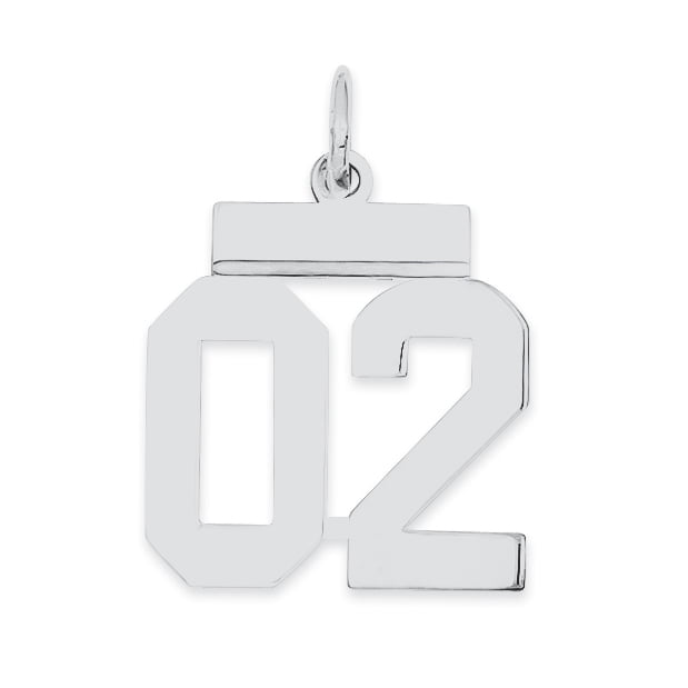 925 Sterling Silver Small Number 02 Necklace Pendant Charm Charms
