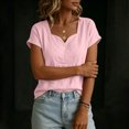 thumbnail image 5 of cocolona Linen Tops for Women Summer Solid Color V Neck Short Sleeve Shirts Dressy Casual Blouses, 5 of 6