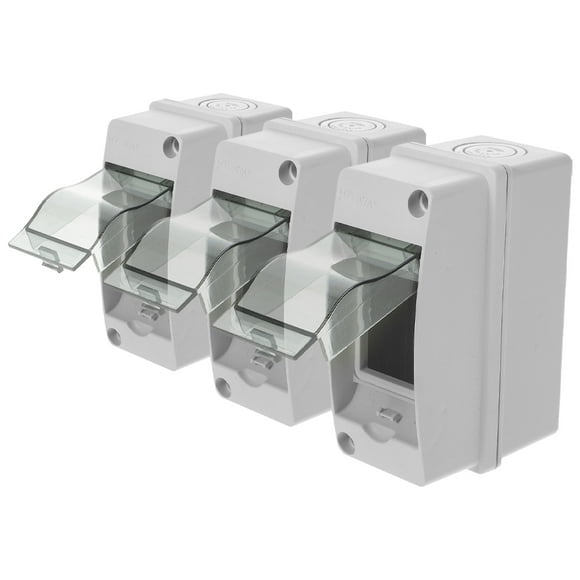 BRIGHTFUFU Caja de distribución bidireccional de 3 piezas, resistente al agua IP65, con cubierta transparente, protección eléctrica para exteriores, disyuntor para estaciones de carga.