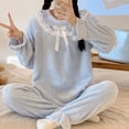 thumbnail image 5 of Sakmal Flannel Nightgowns for Women Winter Loungewear Soft Blue Long Sleeve Crew Neck Ladies Nightgowns L, 5 of 7