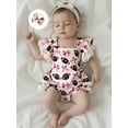 thumbnail image 4 of Rovasas Baby Girl Fall Outfits Football Bow Print Bodysuit with Headband, 4 of 9