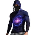 thumbnail image 4 of Ceisia Purple-Blue Spiral Galaxy Print Hooded Top Men's Slim Fit Long Sleeve UV Protective Face Mask Shirt Purple M Gifts, 4 of 5