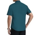 thumbnail image 3 of Mens Dress Shirts Short Sleeve Button Down Shirt Inner Contrast Formal Shirt Teal XL, 3 of 5