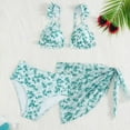 thumbnail image 2 of lnmuld Kids Swimsuits Girls Floral Print Bikini Two Piece Swimsuit Set with Adjustable Side Ties and Straps for Teen Youth Size:11-12 Years, 2 of 5