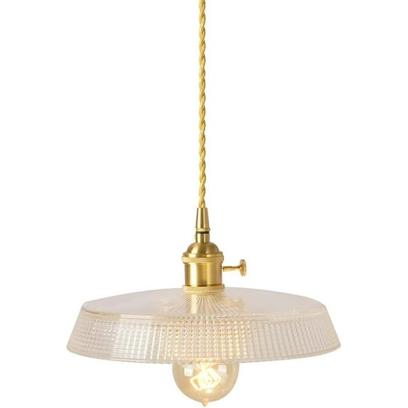 Rustic Clear Glass Pendant Lighting with Switch, Transparent Glass Pendant Light for Kitchen Island, Farmhouse Pendant Light Fixture, Retro Pendant Light for Dining Room Over Table Above Sink